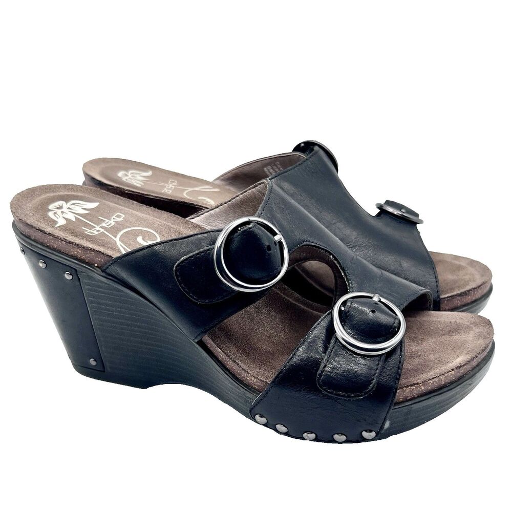DANSKO Fern Studded Wedge Platform Sandals Leather Buckle #1906020200 Size 38